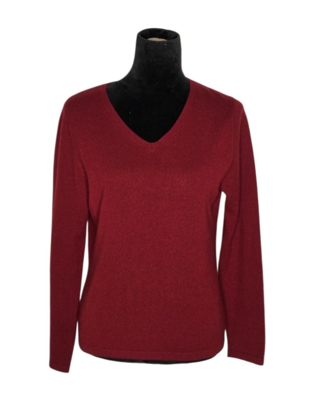 Charter Club 2-Ply Cashmere Knit Red V Neck Sweater Women's Size M Soft Luxury